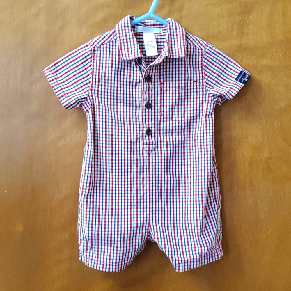 Janie and Jack plaid one piece polo